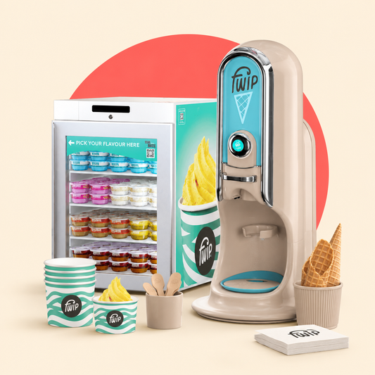 Gelato-Station Komplettset mit FWIP Eismaschine, Waffeln, Bechern und Löffeln mieten – Feierleih Heidenheim