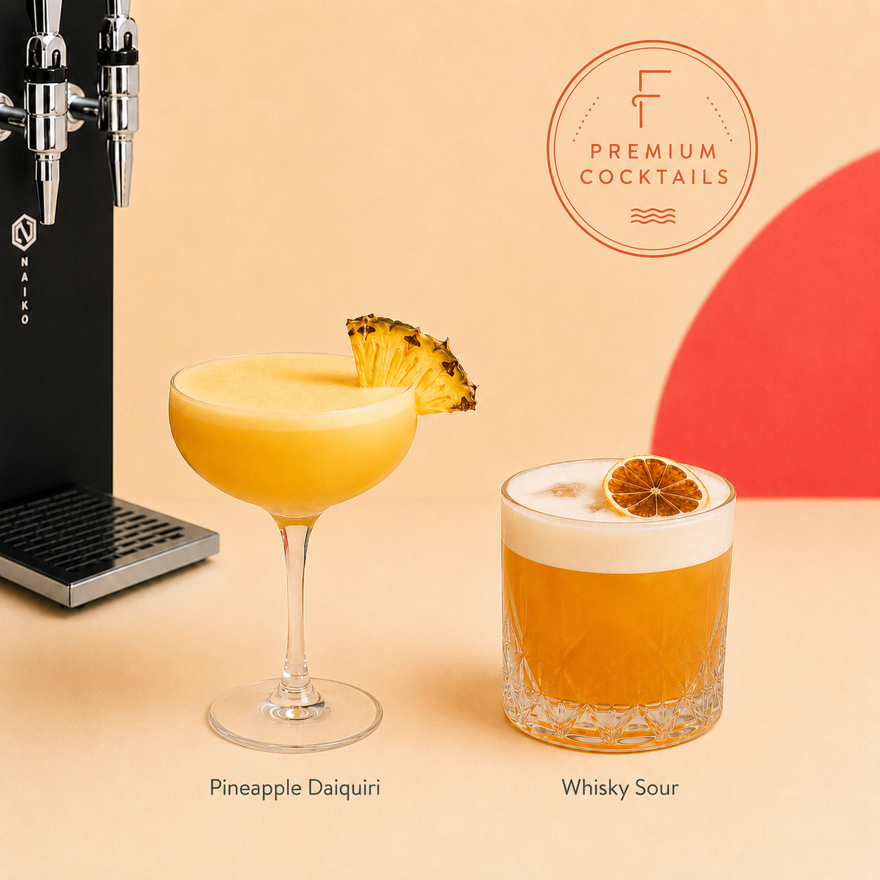 Premium Cocktails Pineapple Daiquiri und Whisky Sour – Cocktail-Draft-Bar mieten Feierleih Heidenheim