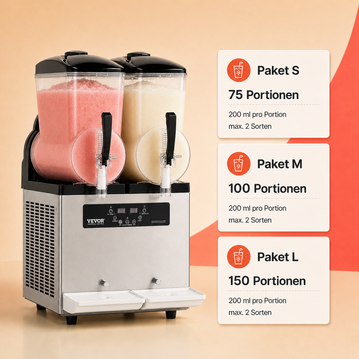 Frozen-Drink-Bar Pakete S, M und L im Vergleich – mieten Heidenheim Feierleih