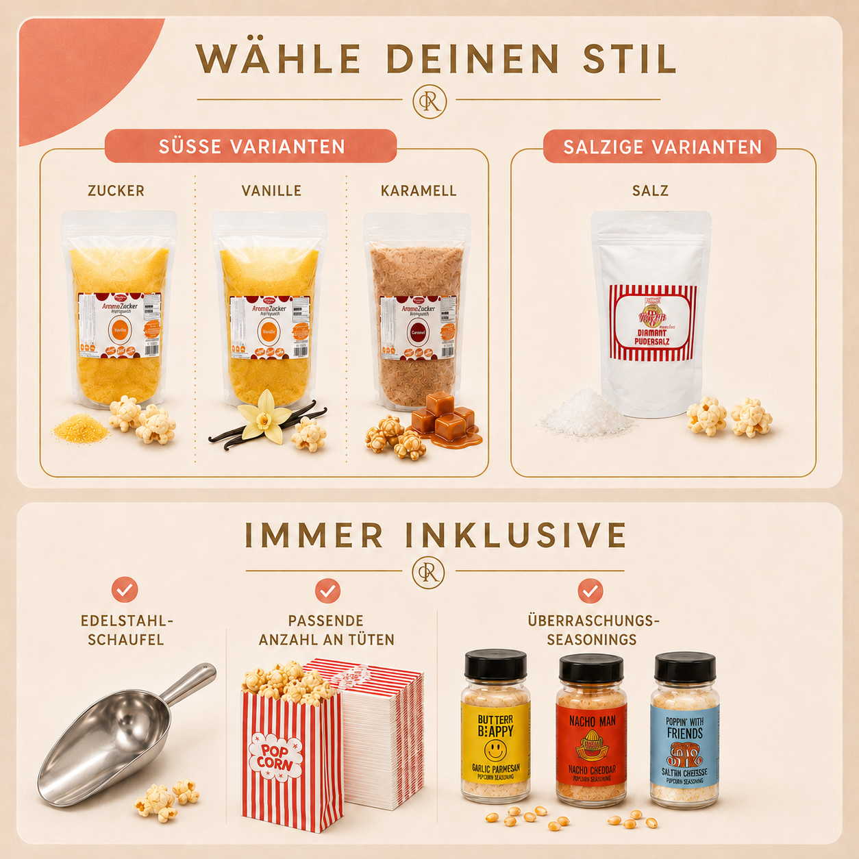 Popcorn-Geschmacksrichtungen im Überblick – Popcorn-Station mieten Feierleih Heidenheim