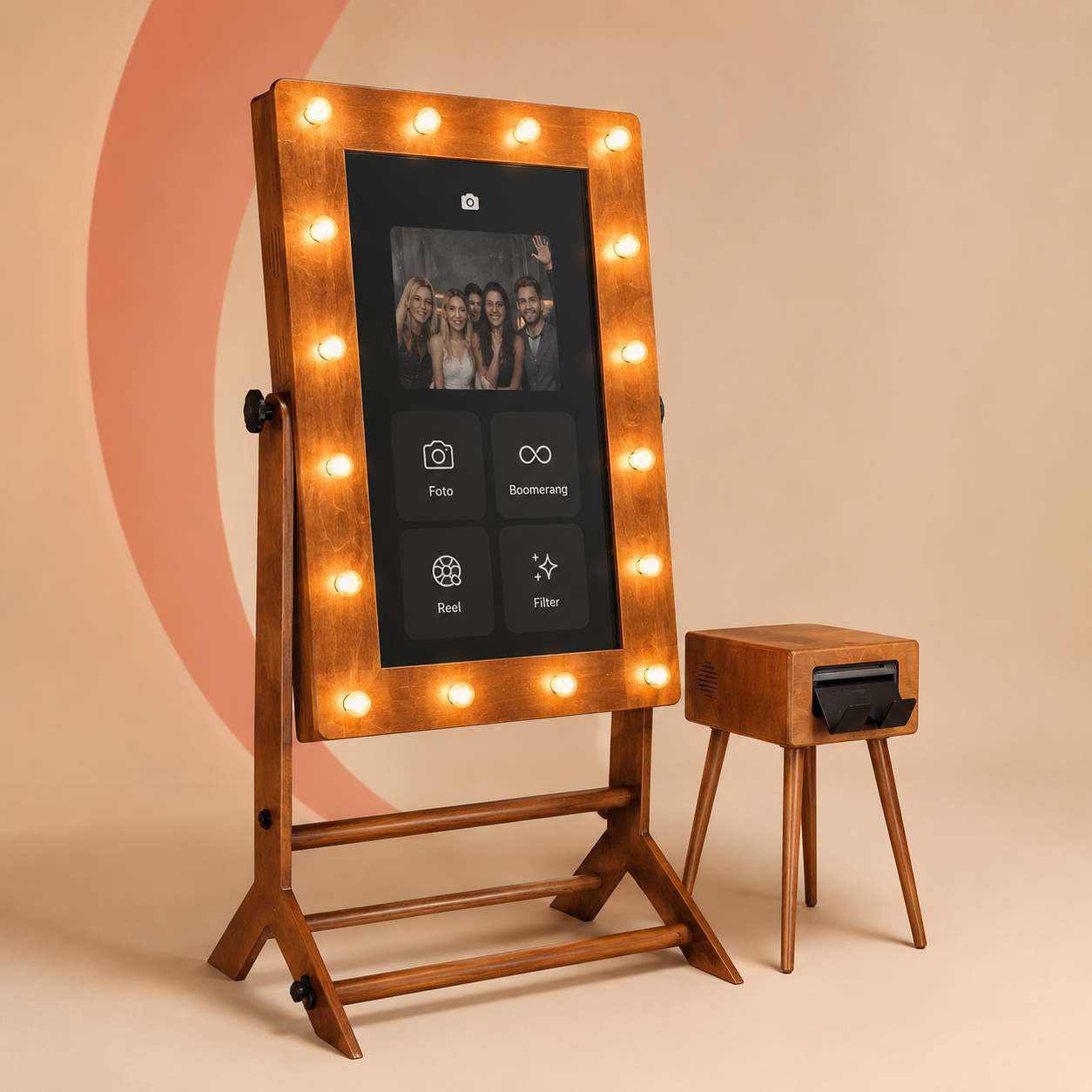 Fotooptionen am Magic Mirror Fotospiegel – Fotobox mieten Feierleih Heidenheim