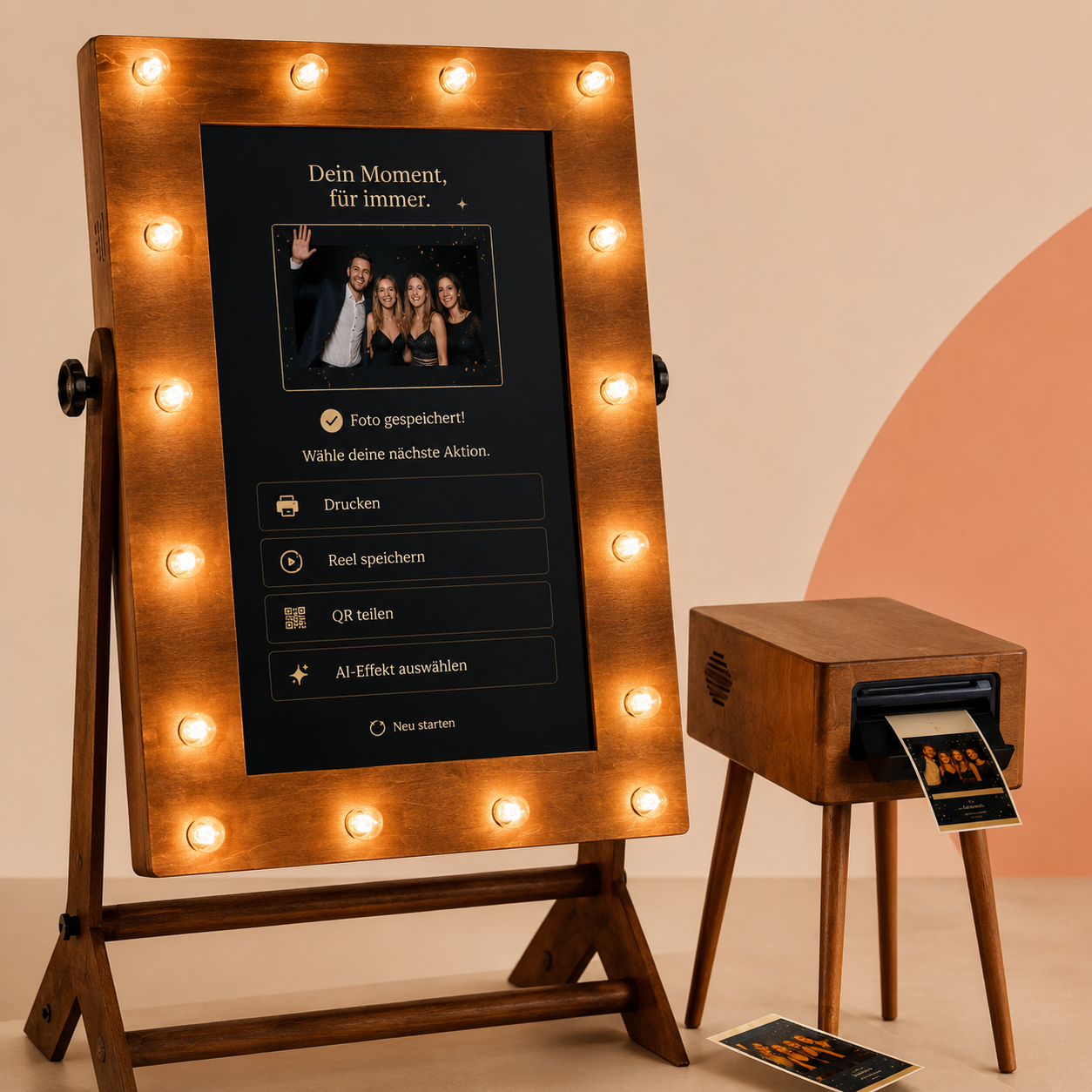 Sofortdruck am Magic Mirror Fotospiegel – Fotobox & Fotospiegel mieten Feierleih Heidenheim